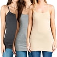 thumbnail image 1 of Women & Plus Basic Cami with Adjustable Spaghetti Straps Layering Tank Top (3PK: CHARCOAL/HGREY/TAUPE, X-Large), 1 of 4