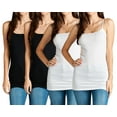 thumbnail image 1 of Women & Plus Basic Cami with Adjustable Spaghetti Straps Layering Tank Top (4PK: BLACK/BLACK/WHITE/WHITE, L), 1 of 4