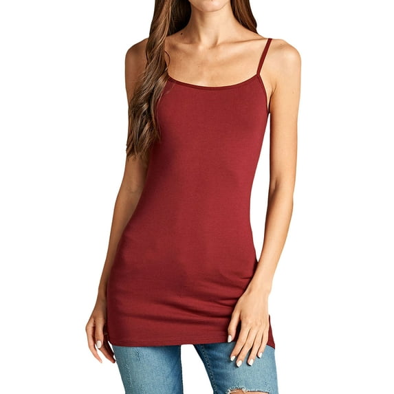 Women & Plus Basic Cami with Adjustable Spaghetti Straps Layering Tank Top (DARK BURGUNDY, M)
