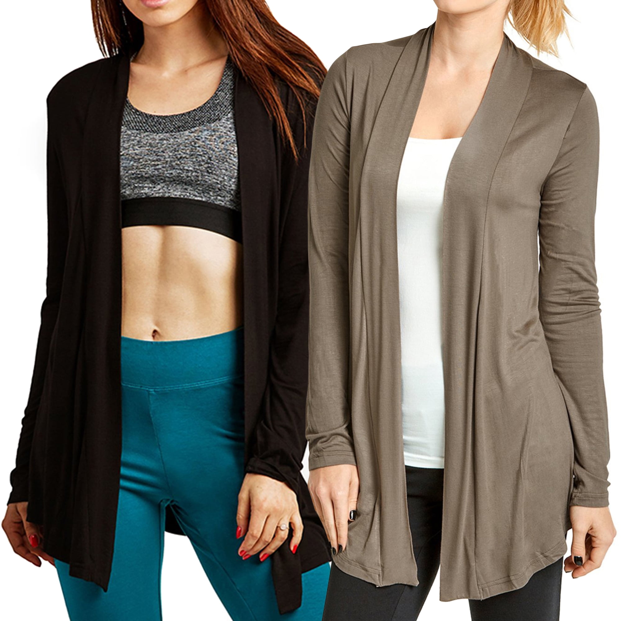 Women & Plus Classic Open Front Rayon Drape Lightweight Cardigan