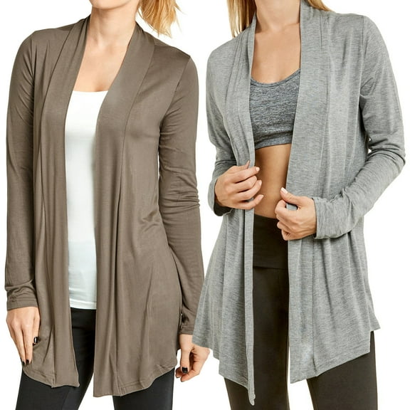 Women & Plus Classic Open Front Rayon Drape Lightweight Cardigan