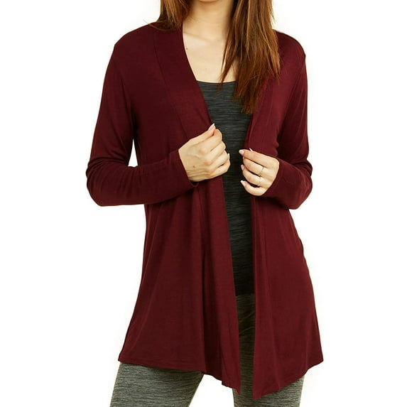 Women & Plus Classic Open Front Rayon Drape Lightweight Cardigan