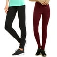thumbnail image 1 of Women & Plus Cotton High Waist Full Length Cotton Workout Leggings (BLACK/BURGUNDY, L), 1 of 1