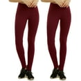 thumbnail image 1 of Women & Plus Cotton High Waist Full Length Cotton Workout Leggings (BURGUNDY/BURGUNDY, M), 1 of 1