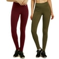 thumbnail image 1 of Women & Plus Cotton High Waist Full Length Cotton Workout Leggings (BURGUNDY/OLIVE, S), 1 of 1