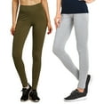 thumbnail image 1 of Women & Plus Cotton High Waist Full Length Cotton Workout Leggings (OLIVE/H GREY, L), 1 of 1