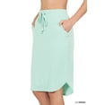 thumbnail image 1 of Women & Plus Elastic Waist Self-Tie Knee Length Tulip Hem Midi Skirt with Side Pockets, 1 of 3
