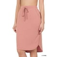 thumbnail image 1 of Women & Plus Elastic Waist Self-Tie Knee Length Tulip Hem Midi Skirt with Side Pockets, 1 of 3