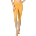 thumbnail image 1 of Women & Plus Essential Basic Cotton Spandex Stretch Below Knee Length 15" Leggings (ASH MUSTARD, 1X), 1 of 4