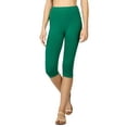 thumbnail image 1 of Women & Plus Essential Basic Cotton Spandex Stretch Below Knee Length 15" Leggings (Forest Green, M), 1 of 4