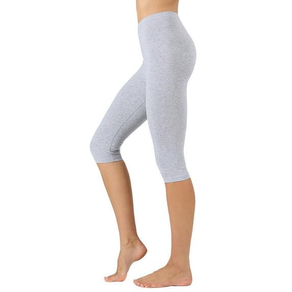 Women & Plus Essential Basic Cotton Spandex Stretch Below Knee Length 15" Leggings (H GREY, 1X)