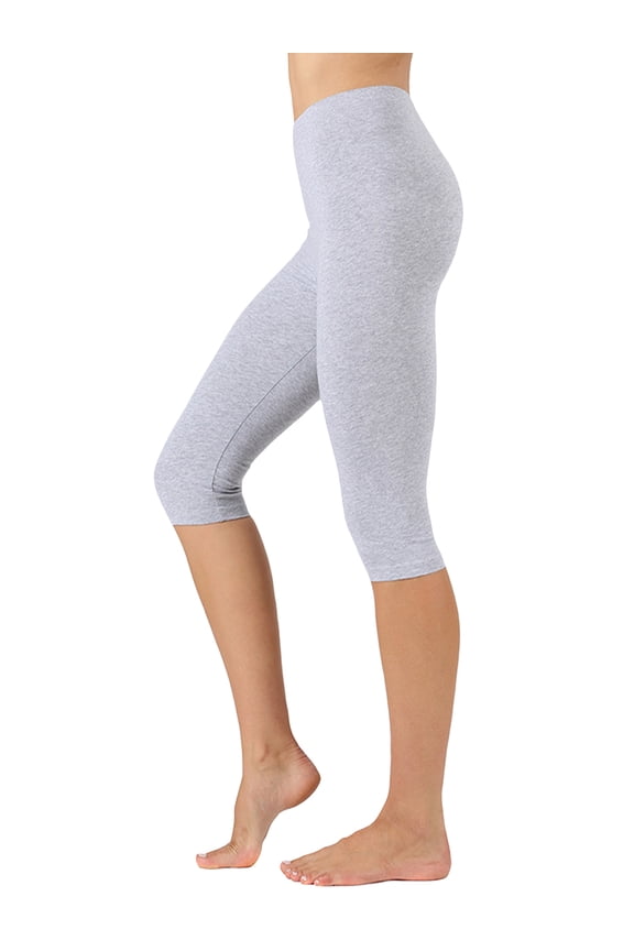 Women & Plus Essential Basic Cotton Spandex Stretch Below Knee Length 15" Leggings (H GREY, 2X)