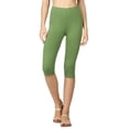 thumbnail image 1 of Women & Plus Essential Basic Cotton Spandex Stretch Below Knee Length 15" Leggings (Kiwi, XL), 1 of 4