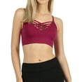 thumbnail image 1 of Women & Plus Front V-Lattice Sports Bra Bralette with Adjustable Straps and Removable Bra Pads, 1 of 3