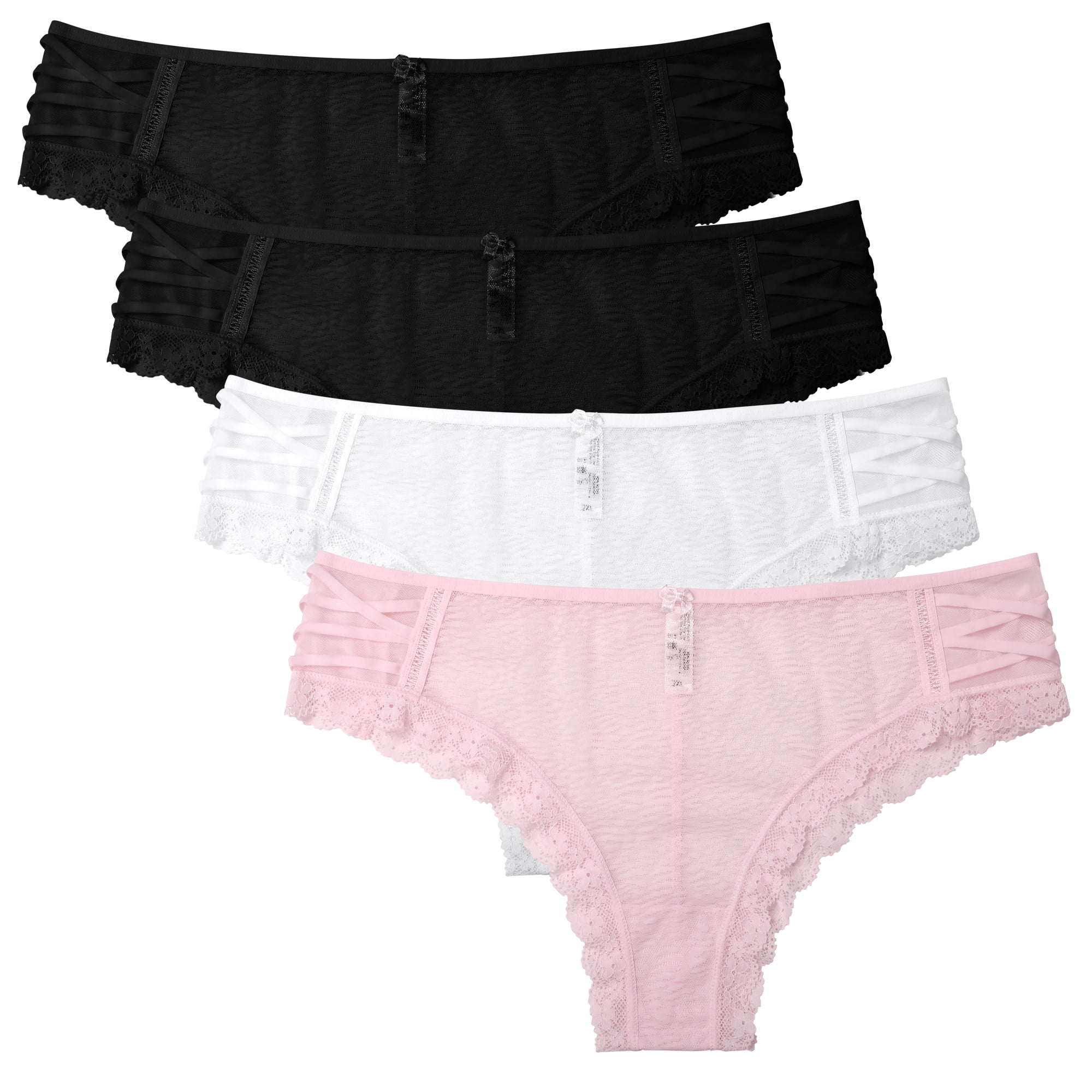 Women Plus Cotton Underwear Lace Hipster Panties Soft Briefs 4 Pack 