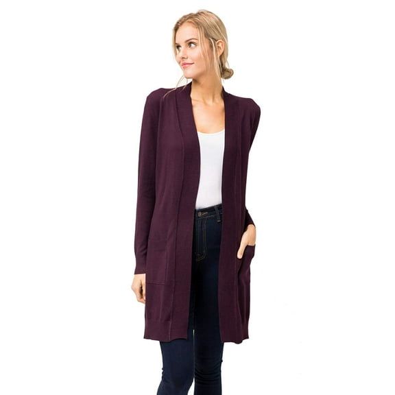 Women & Plus Long Sleeve Long Line Duster Knit Sweater Open Front Cardigan W/Pocket (S-3XL)
