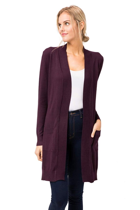 Women & Plus Long Sleeve Long Line Duster Knit Sweater Open Front Cardigan W/Pocket (S-3XL)