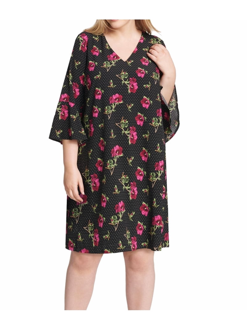 jessica howard womens long sleeve floral shift dress JESSICA HOWARD Womens Silver Glitter Floral Long Sleeve Jewel Neck Midi Shift  Dress Petites 4P