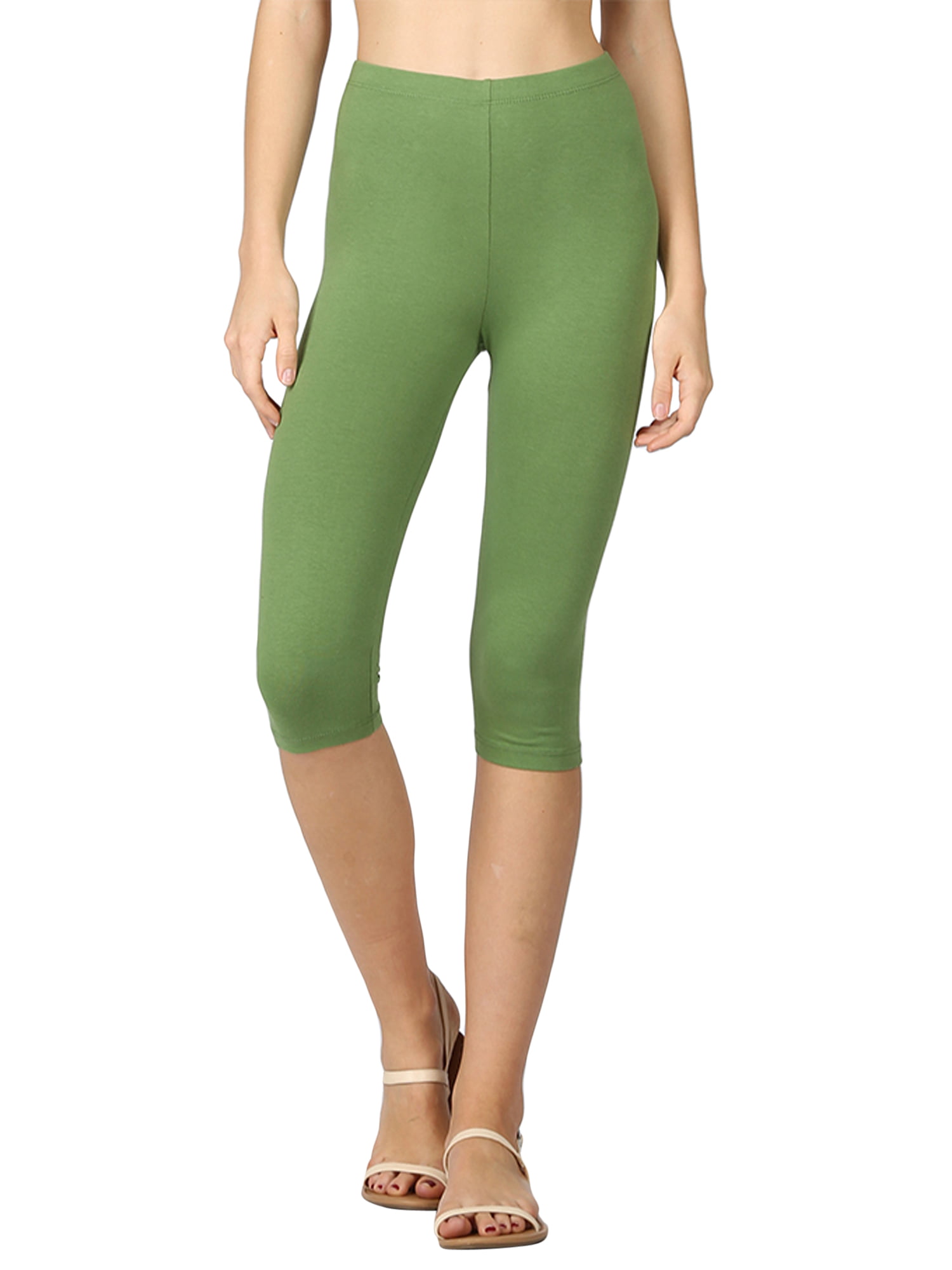 THREE-QUARTER LEGGINGS / Capri With Pointed Hem and Bells Olive Green -   Canada