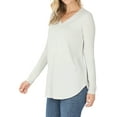 thumbnail image 1 of Women & Plus(S-3X) Relaxed Fit Long Sleeve V-Neck Round Hem Jersey Tee Shirt Top (Single & Multi-Packs Available), 1 of 5
