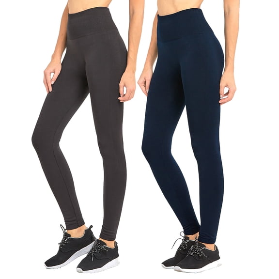 Women & Plus Seamless Extra Wide Banded High Waist Fleece Warm Leggings (Single & Multi-Packs Available)