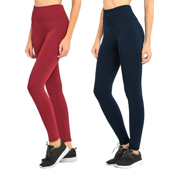 Women & Plus Seamless Extra Wide Banded High Waist Fleece Warm Leggings (Single & Multi-Packs Available)