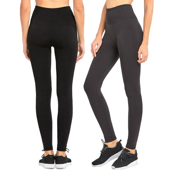 Women & Plus Seamless Extra Wide Banded High Waist Fleece Warm Leggings (Single & Multi-Packs Available)