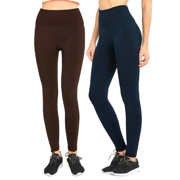 Women & Plus Seamless Extra Wide Banded High Waist Fleece Warm Leggings (Single & Multi-Packs Available)