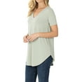 thumbnail image 1 of Women & Plus Short Sleeve V Neck Round Hem Relaxed Fit Casual Tee Shirt Top, 1 of 5