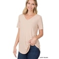 thumbnail image 1 of Women & Plus Short Sleeve V Neck Round Hem Relaxed Fit Casual Tee Shirt Top, 1 of 5