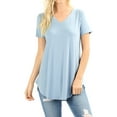 thumbnail image 1 of Women & Plus Short Sleeve V Neck Round Hem Relaxed Fit Casual Tee Shirt Top, 1 of 5