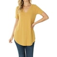 thumbnail image 1 of Women & Plus Short Sleeve V Neck Round Hem Relaxed Fit Casual Tee Shirt Top, 1 of 5