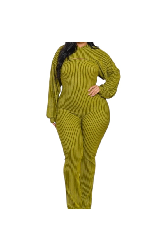 Women Plus Size 2 Piece Shrug Bodycon Jumpsuit