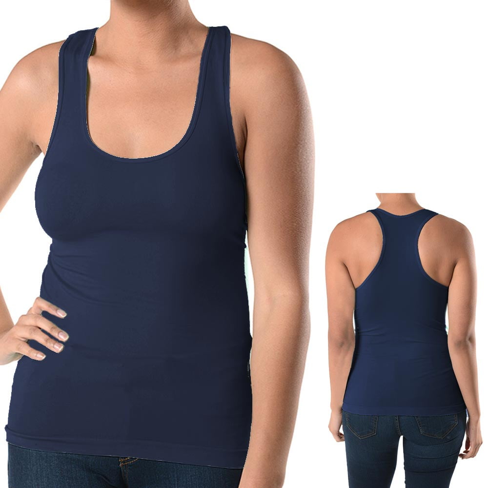 Women Plus Size Basic Cami Tank Top Racerback Stretch Long Shirt Sport