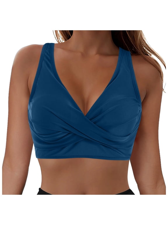 Women Plus Size Bikini Top - Twist Front Swimsuit Top Push Up Full Coverage Bathing Suit 2025 Swim Bra for Large Bust
