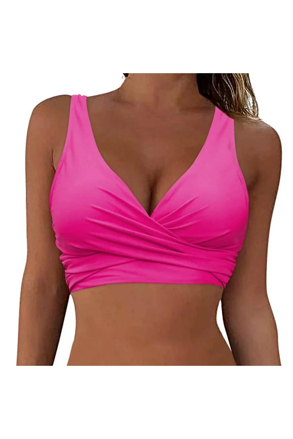Women Plus Size Bikini Top - Twist Front Swimsuit Top Push Up Full Coverage Bathing Suit 2025 Swim Bra for Large Bust