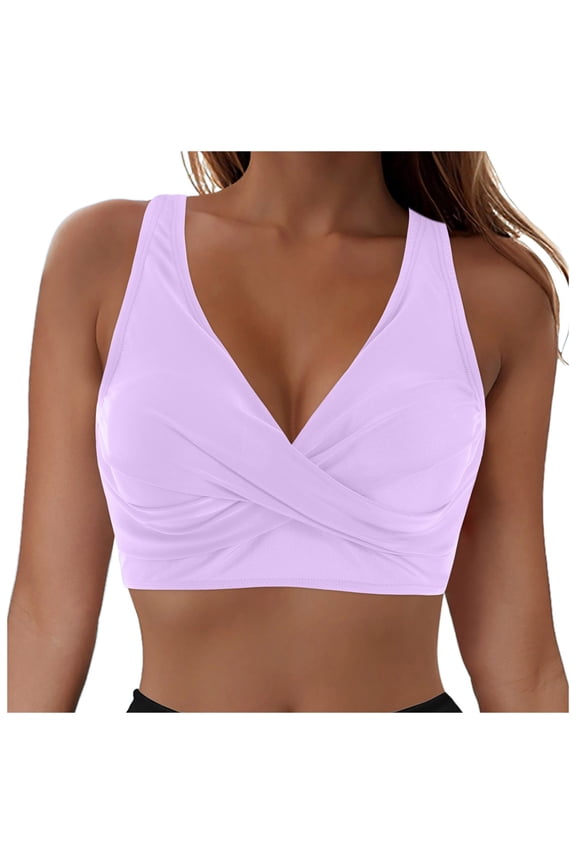 Women Plus Size Bikini Top - Twist Front Swimsuit Top Push Up Full Coverage Bathing Suit 2025 Swim Bra for Large Bust