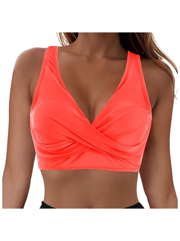 Women Plus Size Bikini Top - Twist Front Swimsuit Top Push Up Full Coverage Bathing Suit 2025 Swim Bra for Large Bust