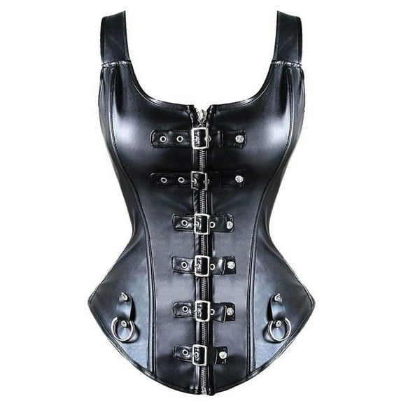 Women Plus Size Black Steampunk Waist Training Corset Bustier Overbust Top