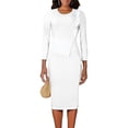 thumbnail image 1 of Women Plus Size Bodycon Stretchy Ruched Basic Midi Work Office Midi Pencil Dress, 1 of 8