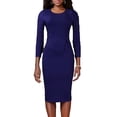 thumbnail image 1 of Women Plus Size Bodycon Stretchy Ruched Basic Midi Work Office Midi Pencil Dress, 1 of 8