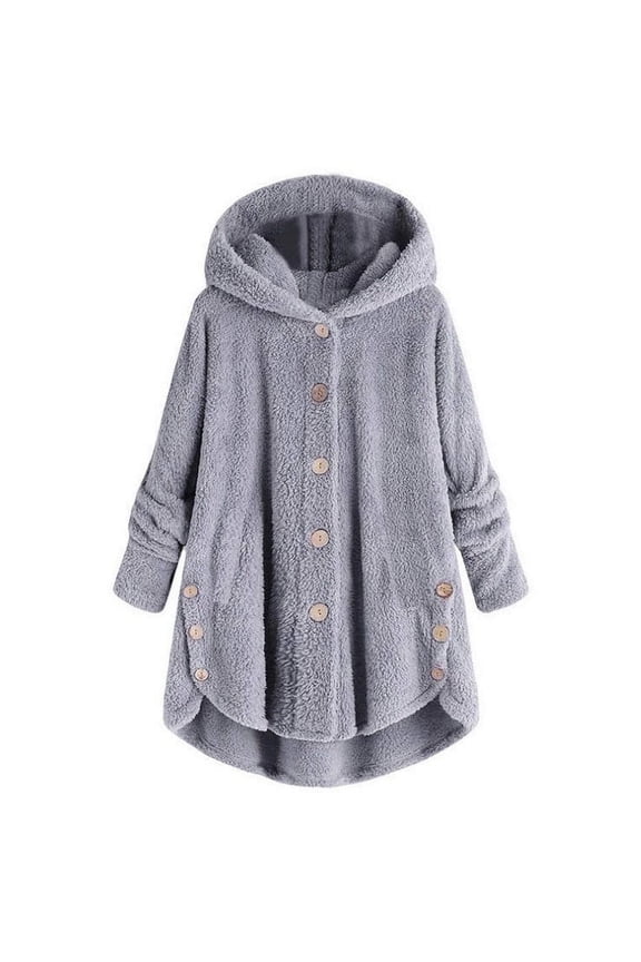 Women Plus Size Button Summer Sweaters for Women Open Front Plush Tops Hooded Loose Open Cardigans for Women Plus Size Cardigan Wool Coat Winter Open Back Sweaters Jacket