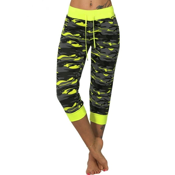 Women Plus Size Camouflage Yoga Pants Capris Crop Leg Running Pants Tight Casual Crop Legging Jeggings Womens Activewear Pants Capris