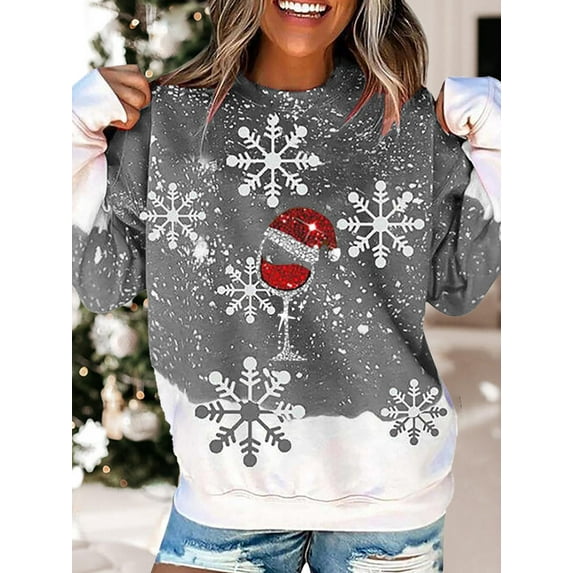 Women Plus Size Christmas Sweatshirt Long Sleeve Shirt Pullover Top