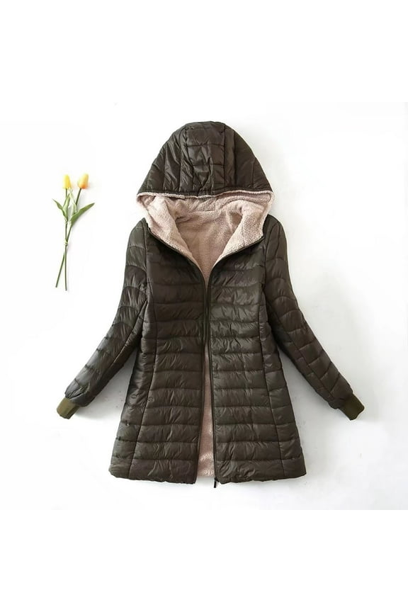 Women Plus Size Coats Winter Long Sleeve Zip Up Hoodies Overcoat Solid Color Warm Jacket Winter Style for Women Womens Insulated Coat with Hood Belle Meet Coats Womens Wool Blend Coat Petite Snow