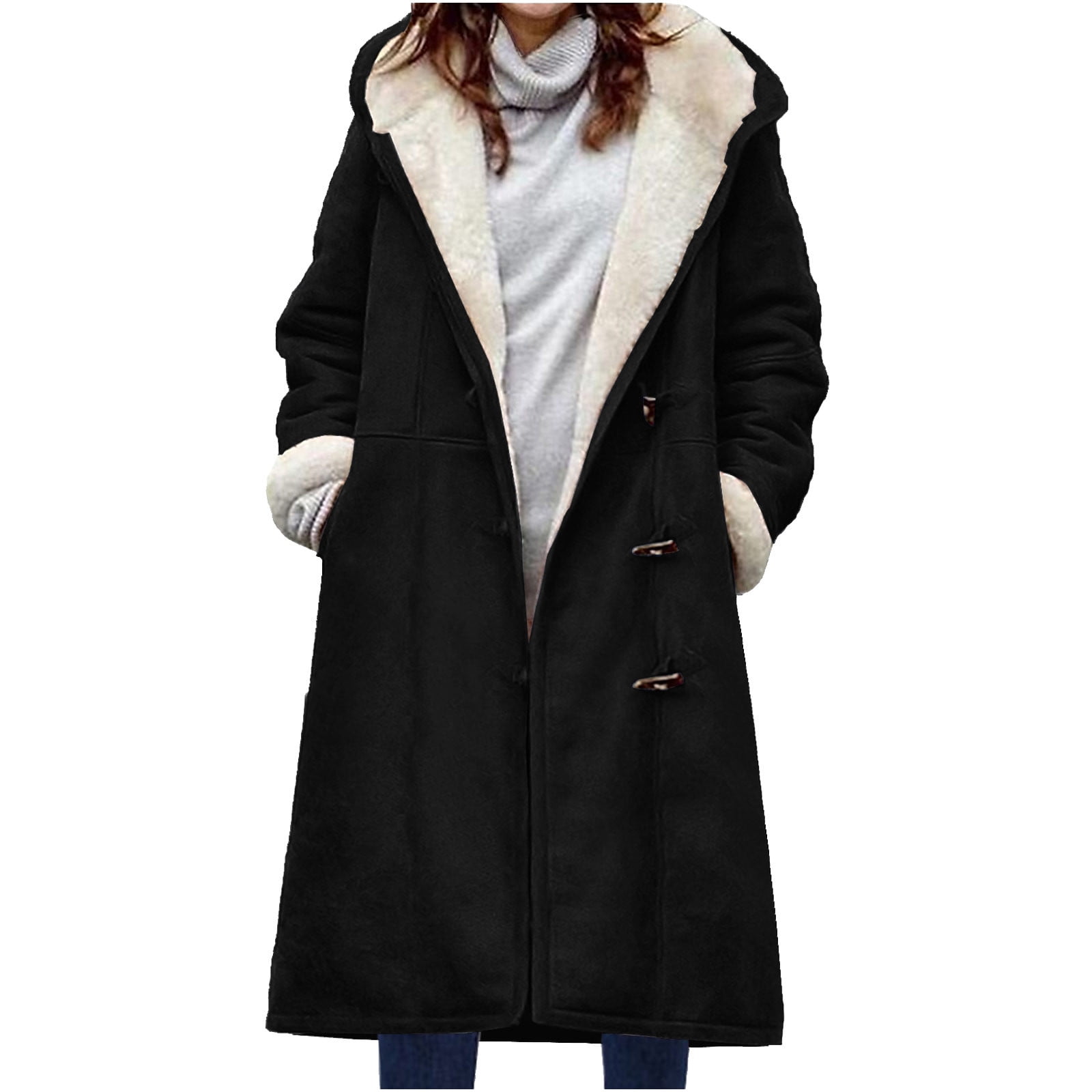 Women Plus Size Coats with Hood Women Winter Warm Composite Plush ...