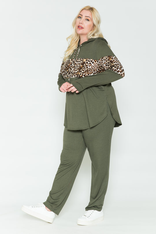 Women Plus Size Color Blocked Sweat Hoodie Pants Set - Walmart.com