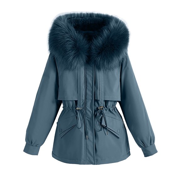 Women Plus Size Daily Winter Coat Lapel Collar Long Sleeve Jacket Vintage Thicken Coat Jacket Warm Hooded Thick Padded Outerwear plus Size Snow Jacket Womens Light Weight Winter Jacket plus Size