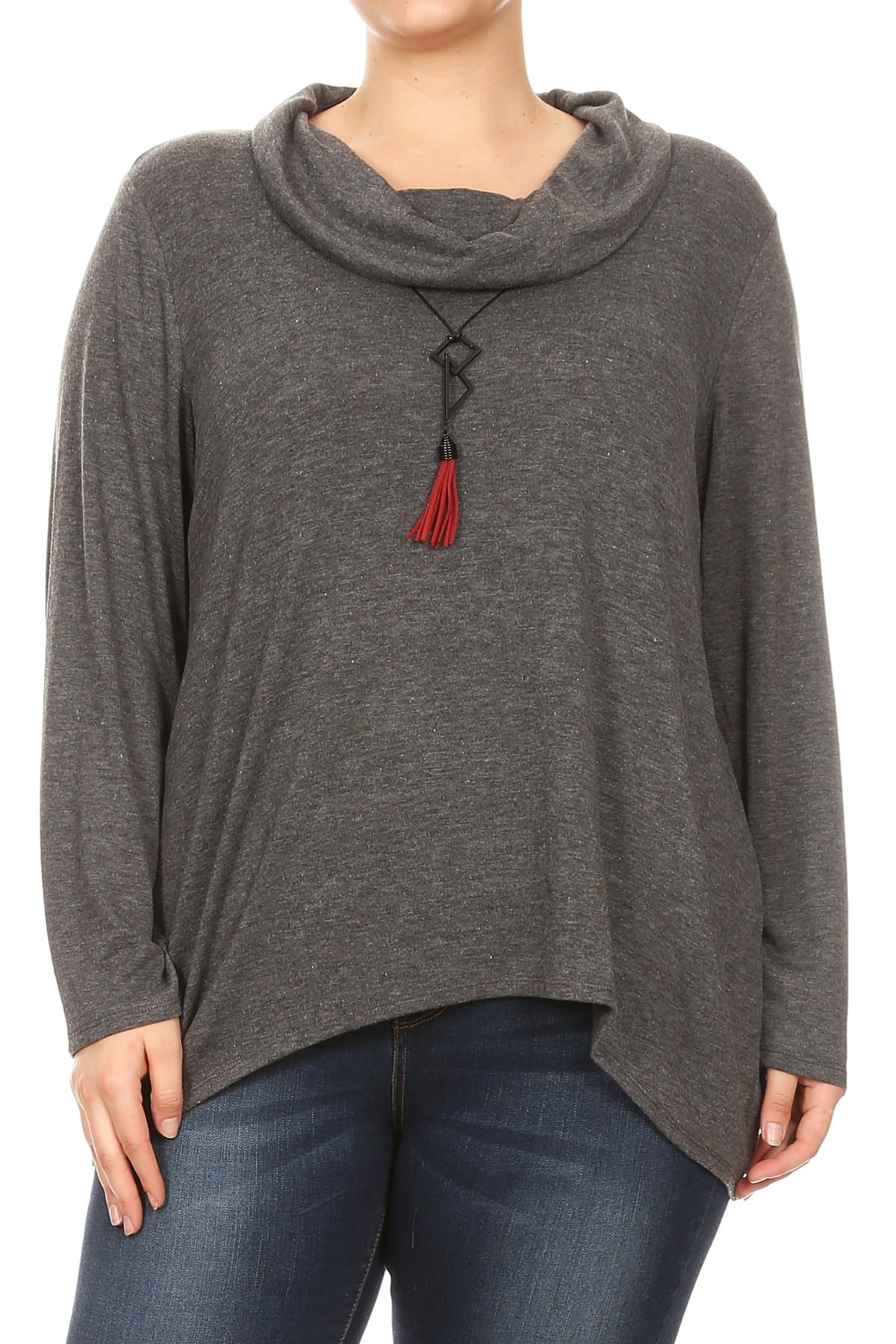 Plus Size Cowl Neck Long Sleeve Blouse