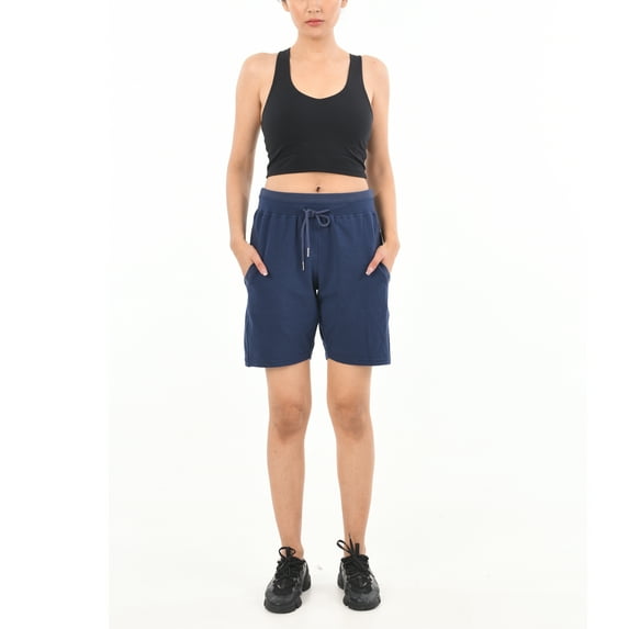 Women Plus Size Drawstring Elastic Waist Super Soft Cotton Spandex Euro Design Casual Sports Bermuda Shorts